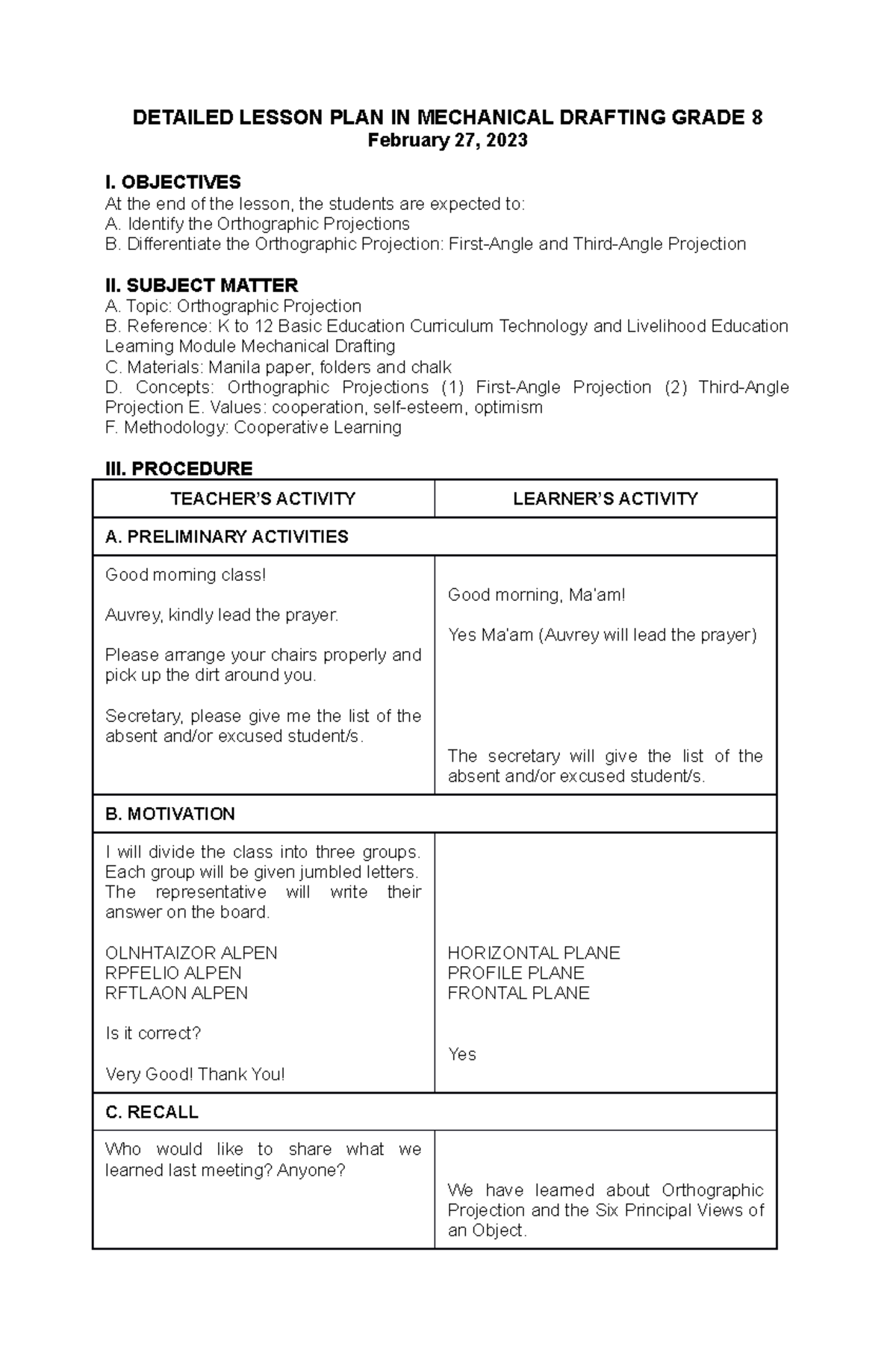 Detailed- Lesson-PLAN-2-27-2023 - DETAILED LESSON PLAN IN MECHANICAL ...