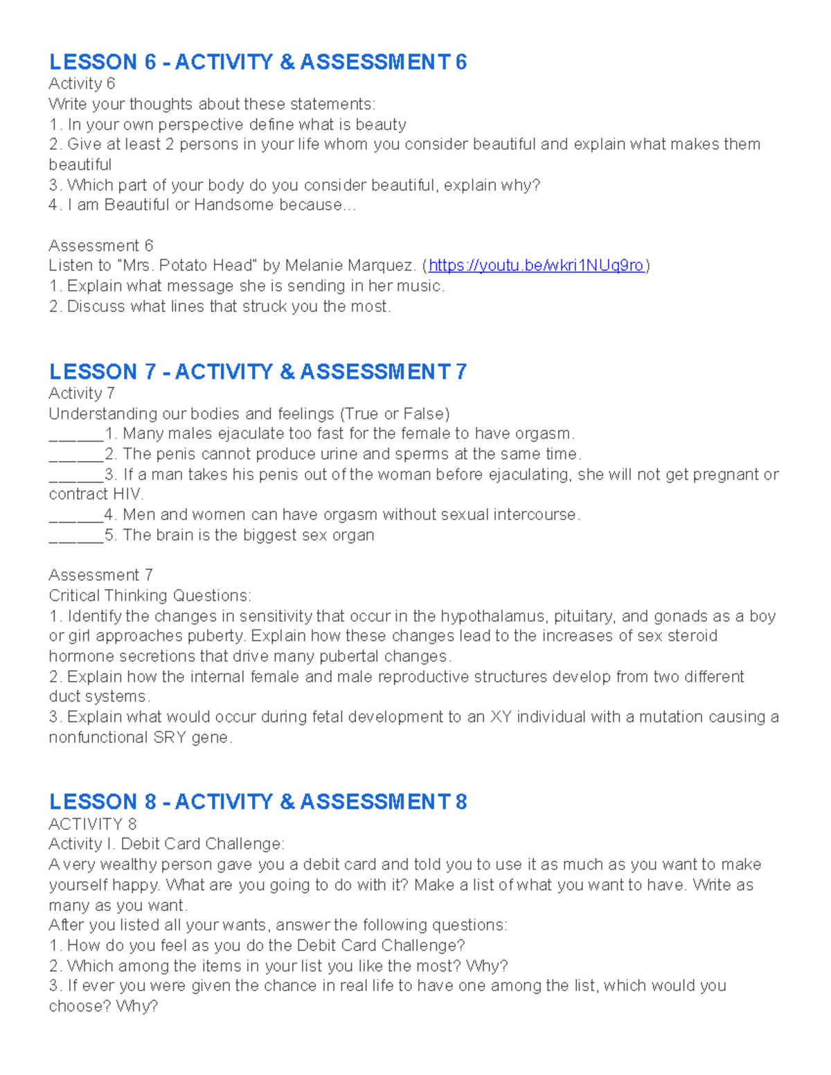 UTS Activity 6-14 - Understanding The Self - LESSON 6 - ACTIVITY ...