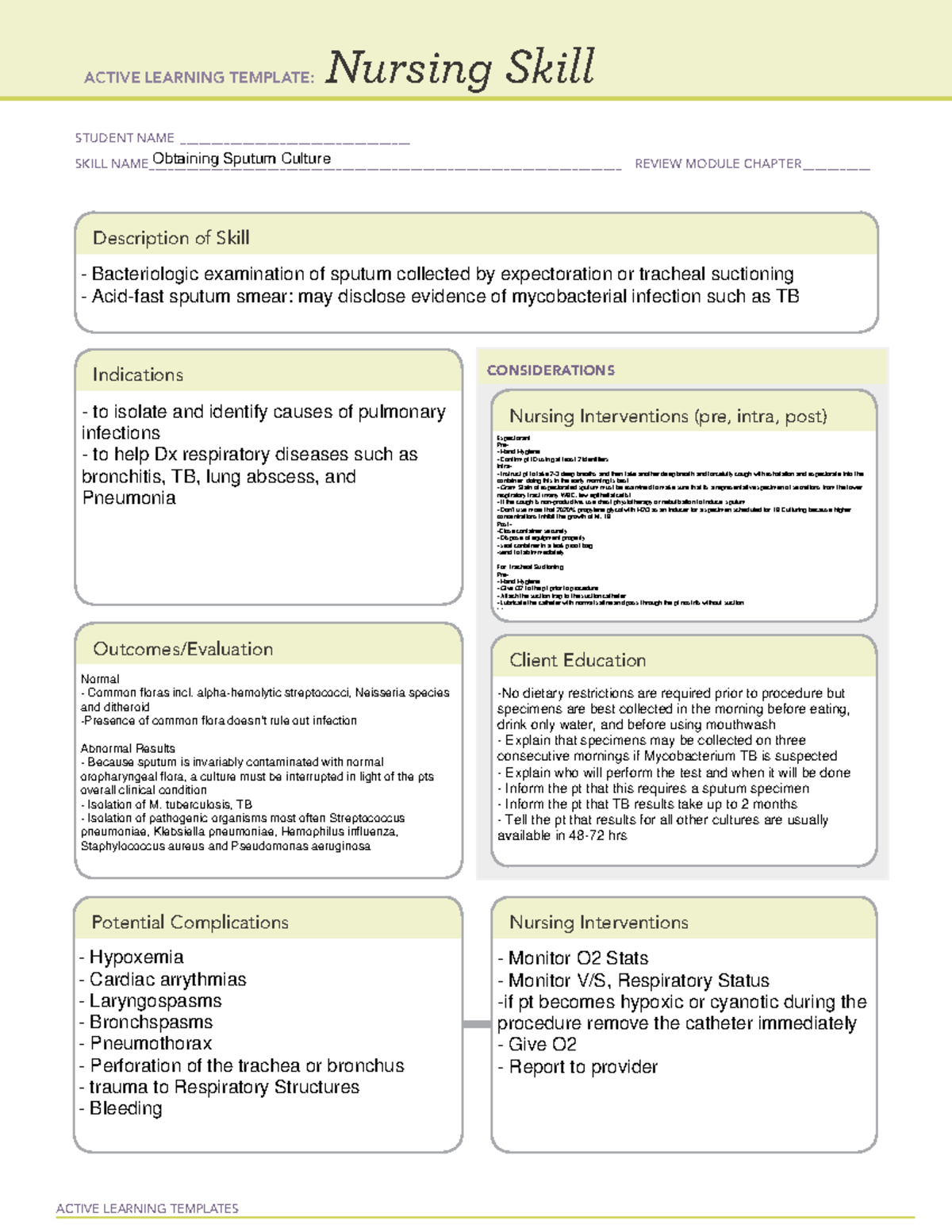  Ati Active Learning Template Nursing Skill 