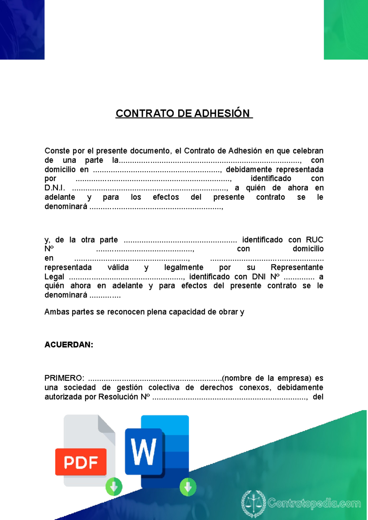 Contrato-de-Adhesion - CONTRATO DE ADHESIÓN Conste Por El Presente ...