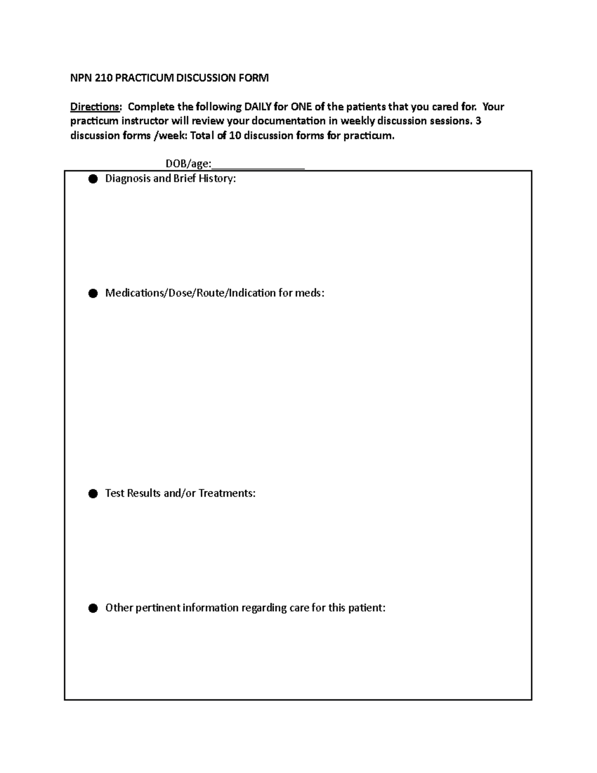 daily-log-templates-4-npn-210-practicum-discussion-form-directions