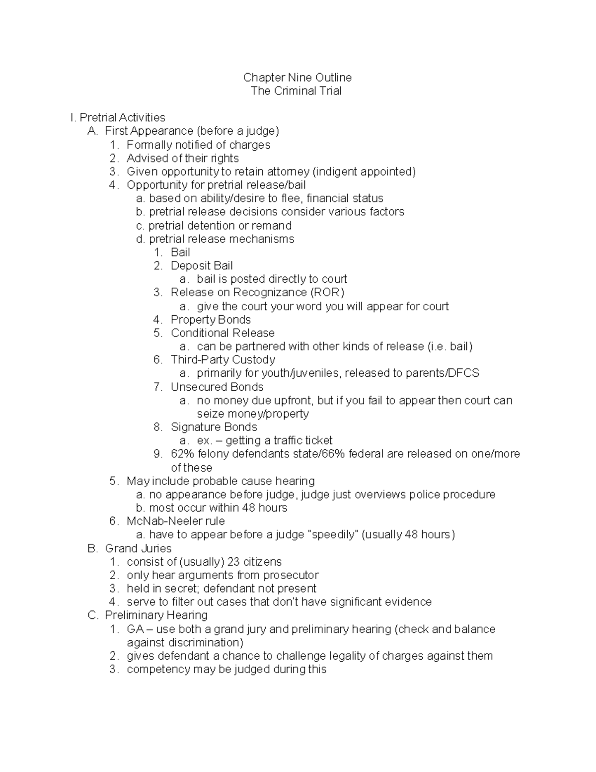 Chapter 9 Outline - These Are Notes From The Class That Came Directly ...