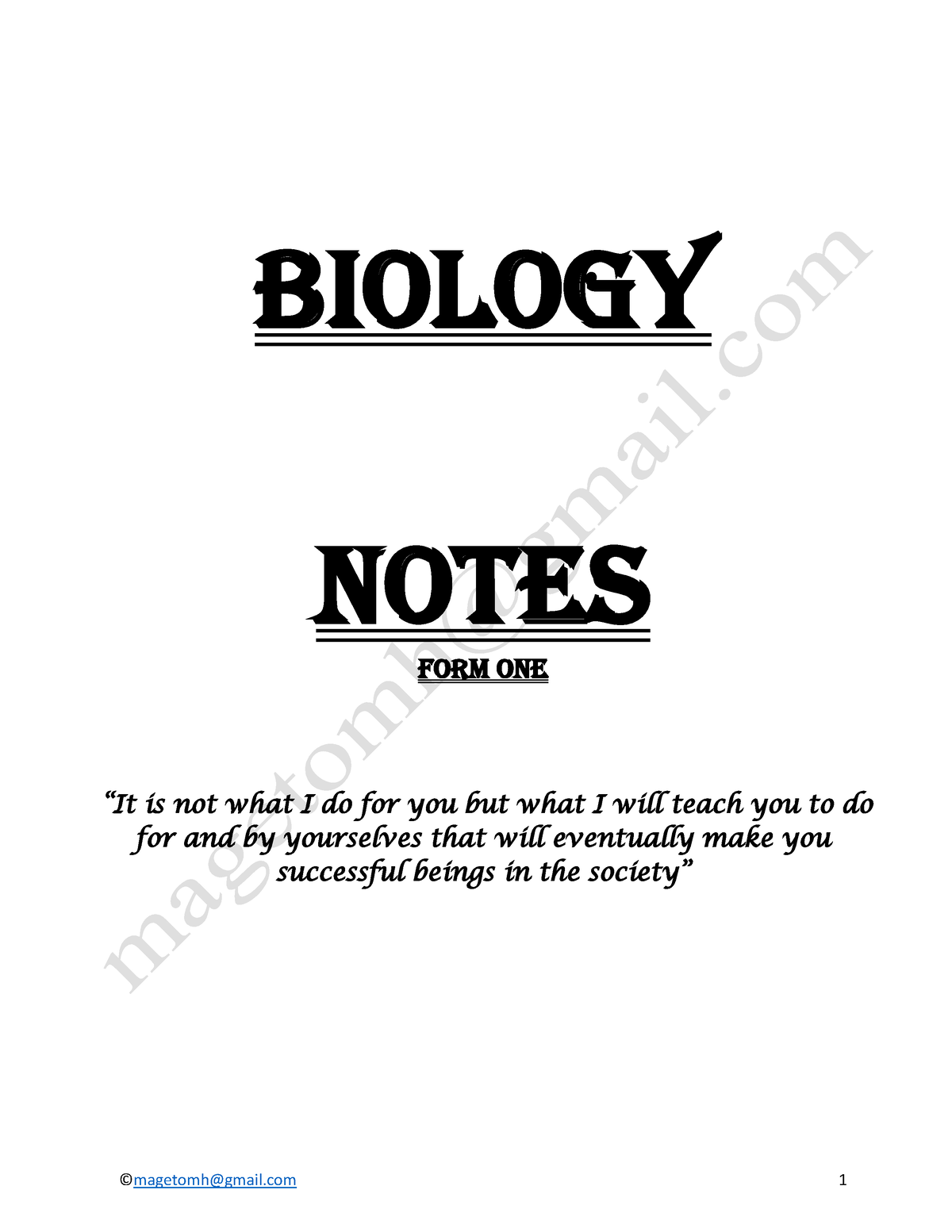 Biology Form 1 Notes 2 - Comprehensive Bio Motes - Biology Notes Form ...