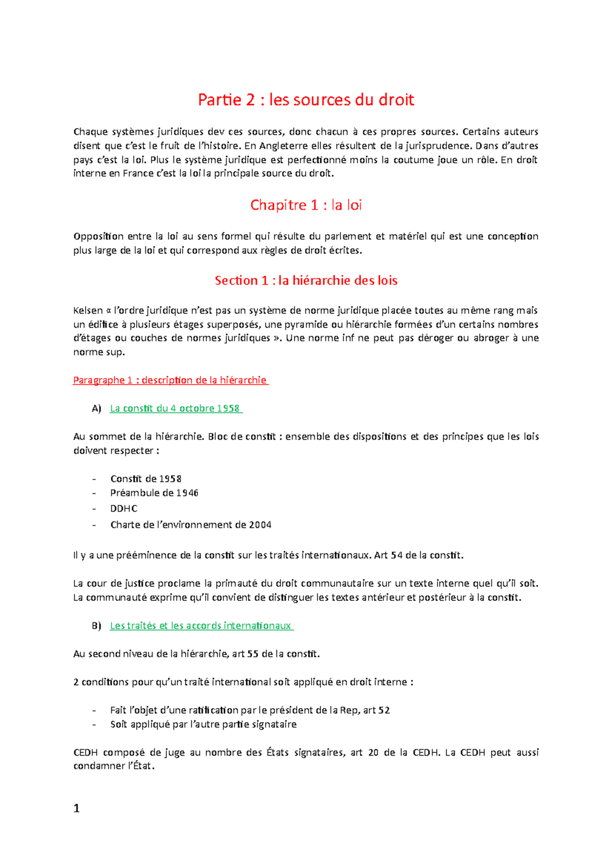 Fiche Partie 2 - Partie 2 : les sources du droit Chaque systèmes ...