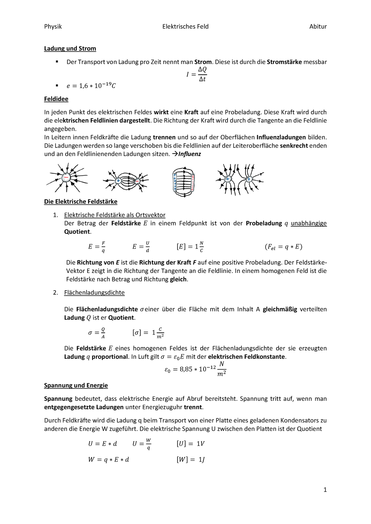 Physik ABI 2022 - Physik Elektrisches Feld Abitur Ladung Und Strom Der ...