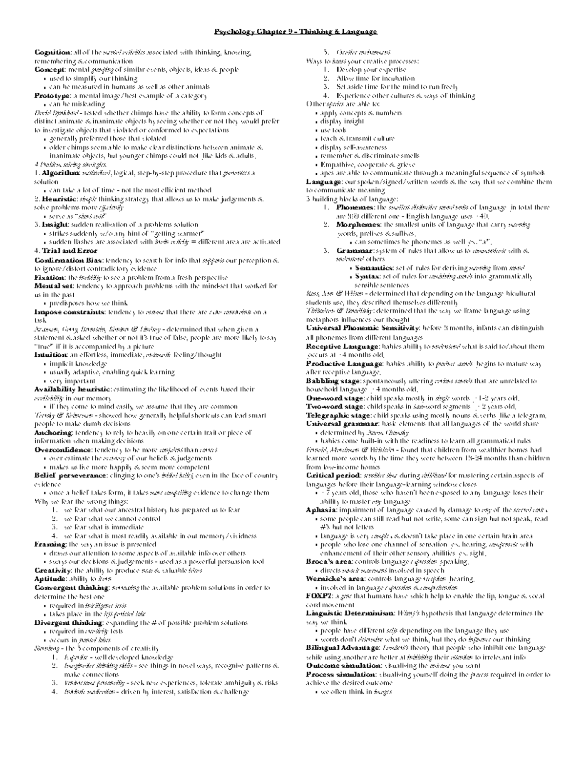 PSYC 100A Notes - Ch. 9 - Dr. Smith Martin - Psychology Chapter 9 ...