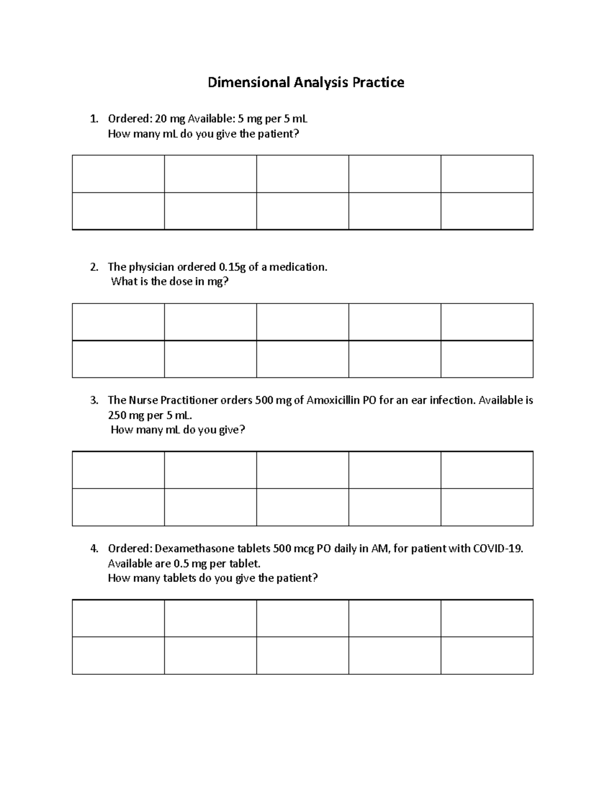 Dimensional Analysis Practice - Dimensional Analysis Practice Ordered ...