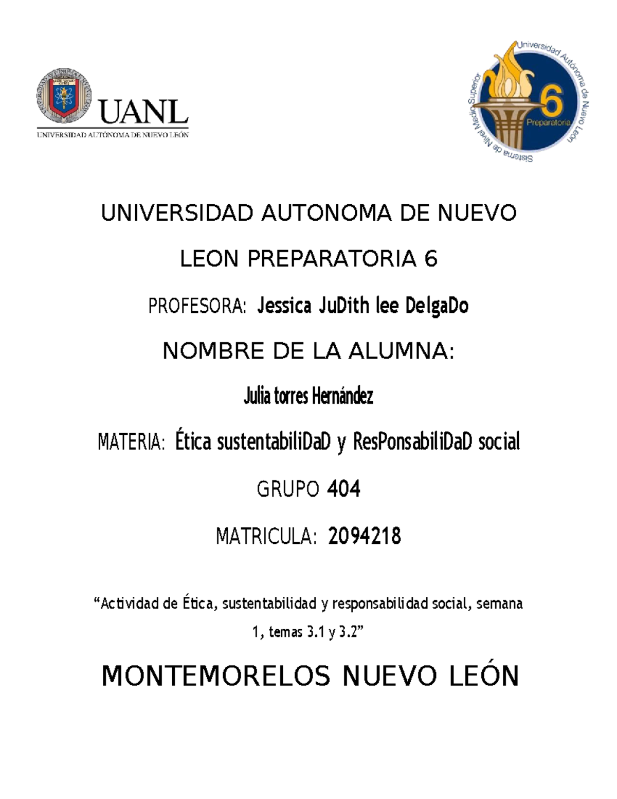 JTH AR-SEM1 Etapa 3 ESRS - UNIVERSIDAD AUTONOMA DE NUEVO LEON ...