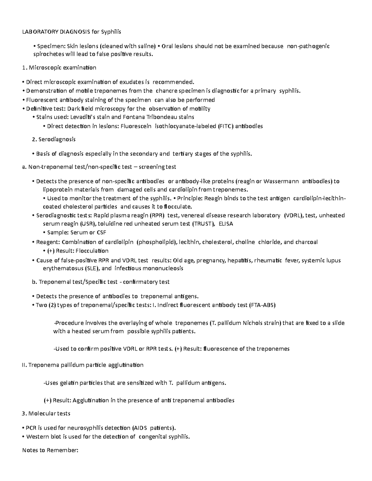 Laboratory Diagnosis for Syphilis - LABORATORY DIAGNOSIS for Syphilis ...