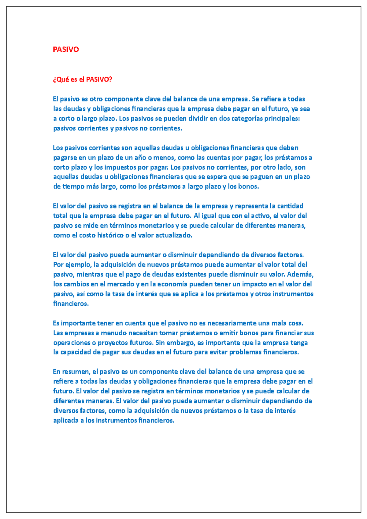 Resumen pasivo pasivo qu es el pasivo el pasivo es otro componente