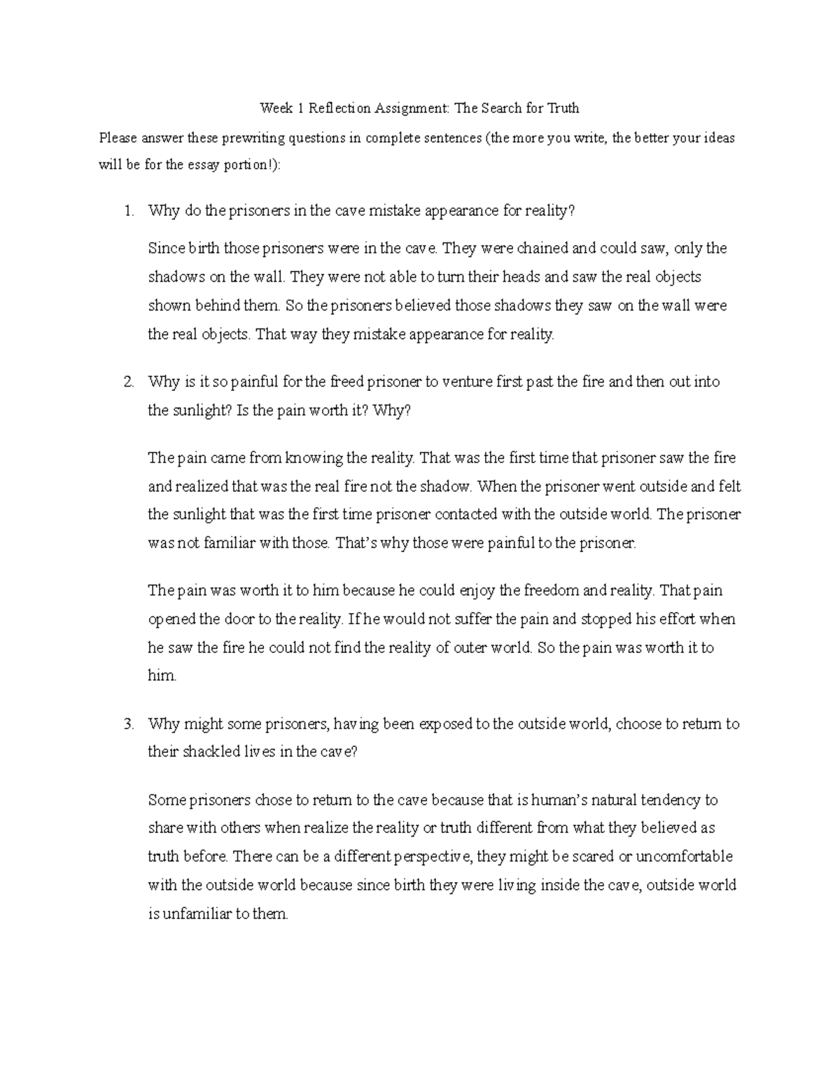 Week 1 Reflection Assignment Sheet - Week 1 Reflection Assignment: The ...