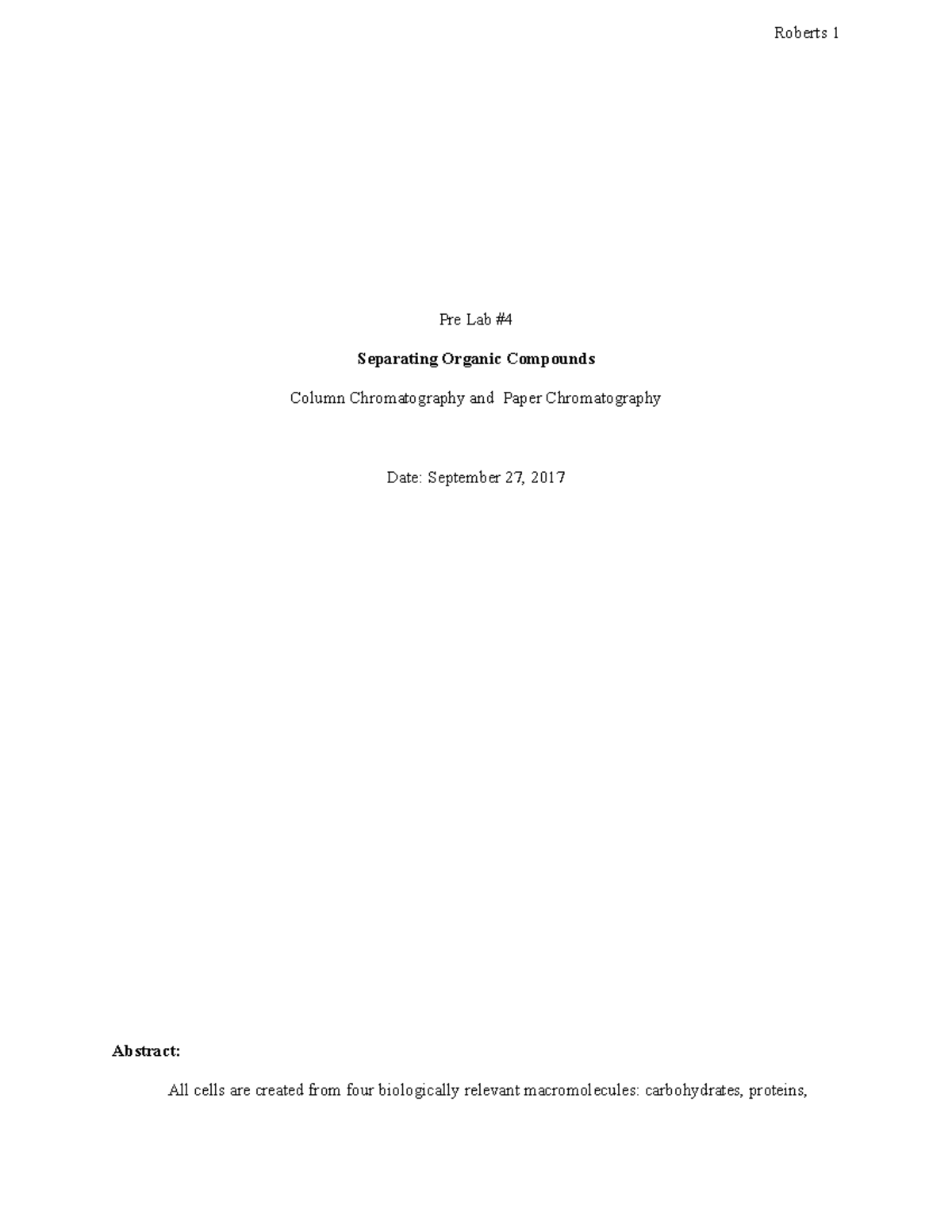 BIO LAB 4 - Prof. Seidenstein's Intro to Cell & Molecular Biology Pre ...