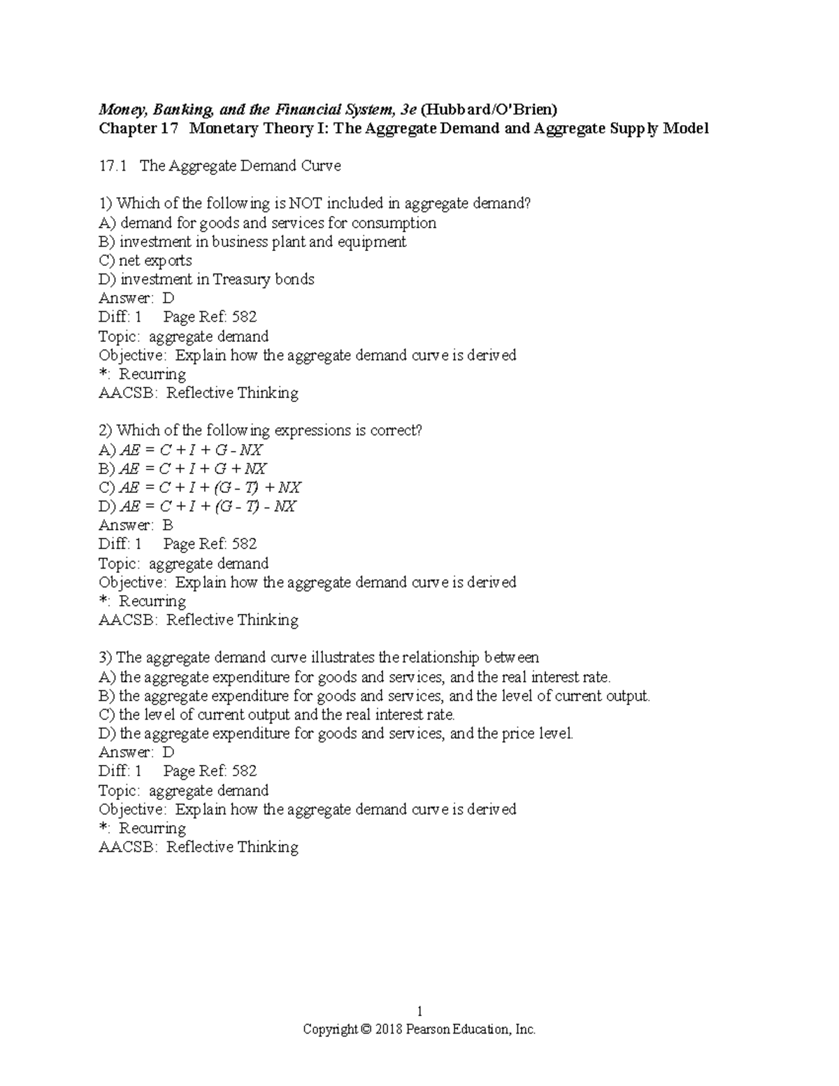 Chapter 17 Money, Banking, and the Financial System, 3e (Hubbard/O