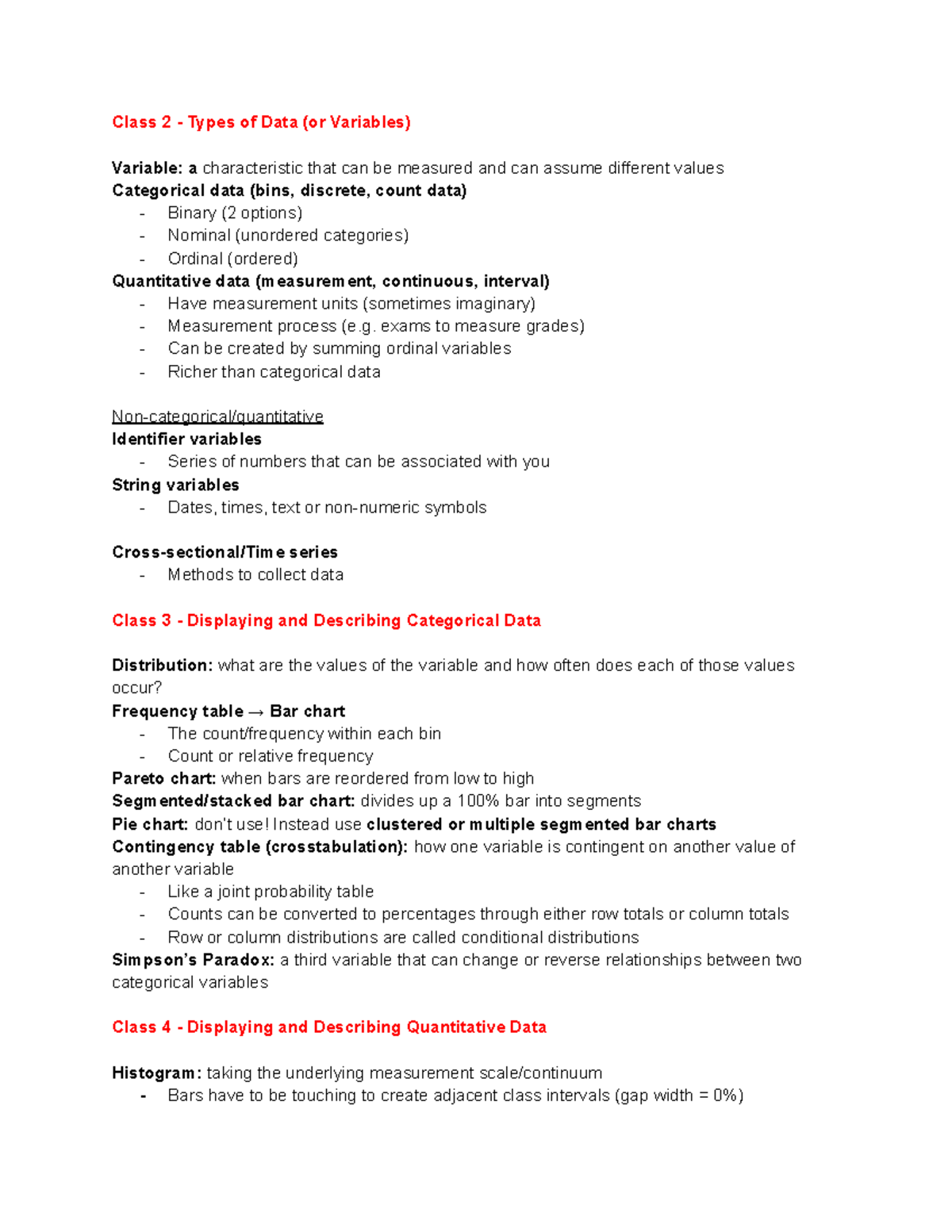 COMM 191 Lecture Notes - Class 2 - Types of Data (or Variables ...