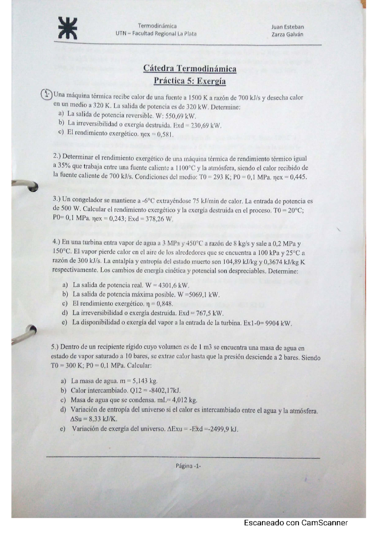Exergia_ energia libre de gibbs (práctica-teoria) - Termodinámica - Studocu