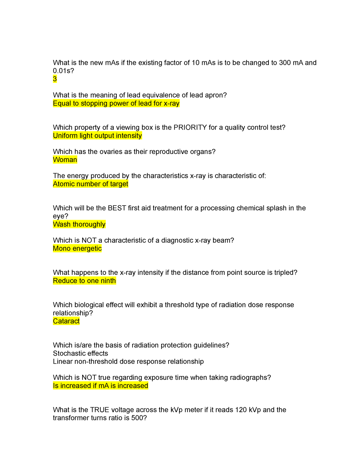 C1CD - jjbjk - What is the new mAs if the existing factor of 10 mAs is ...