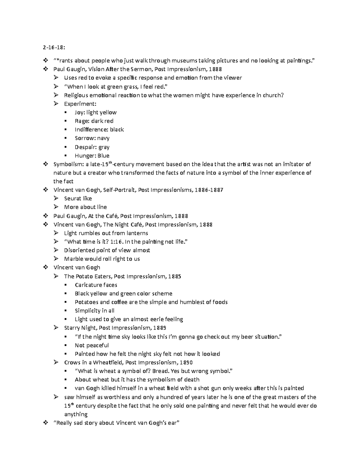 2-16-18 - notes from class that day - 2-16-18: “*rants about people who ...