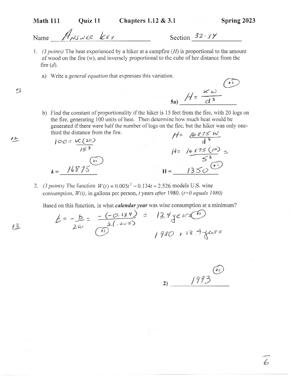 Math 111 Quiz 11 Answer Key Spring 2023 - 01.640.111 - Studocu