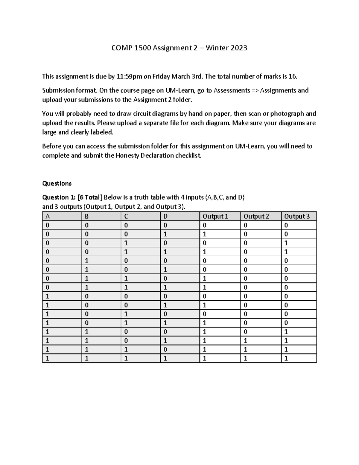 COMP1500-Assignment 2-Winter 2023 - COMP 1500 Assignment 2 – Winter ...