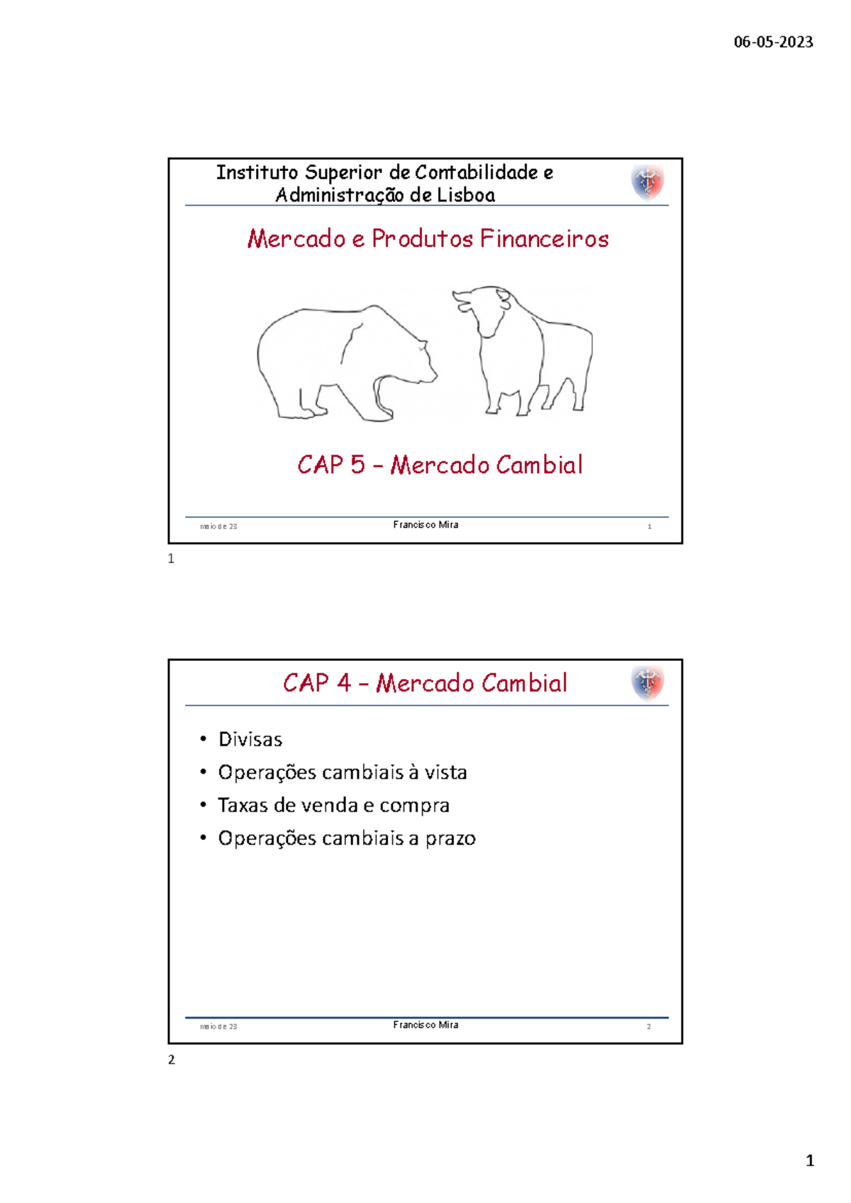 MPF - Cap 5 - Mercado Cambial - Francisco Mira Instituto Superior de ...
