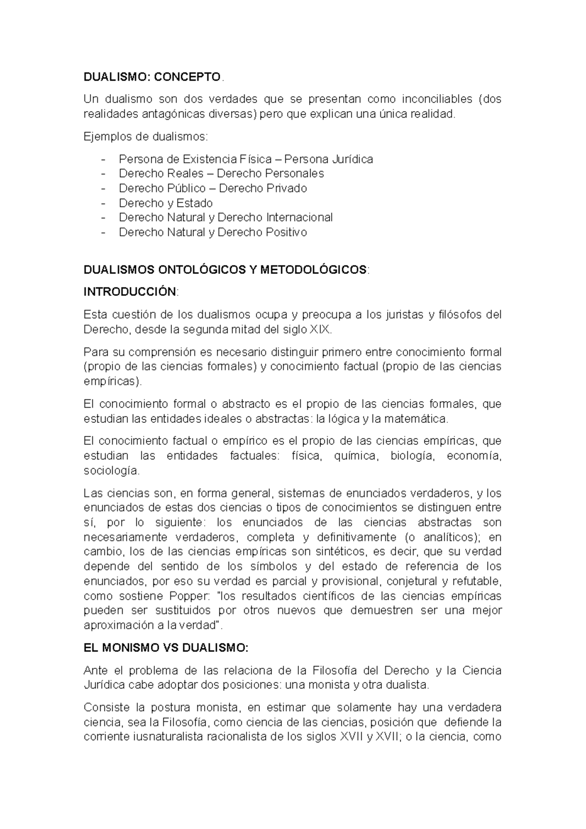 Dualismo ONTO Y Metodolog - DUALISMO: CONCEPTO. Un dualismo son dos ...