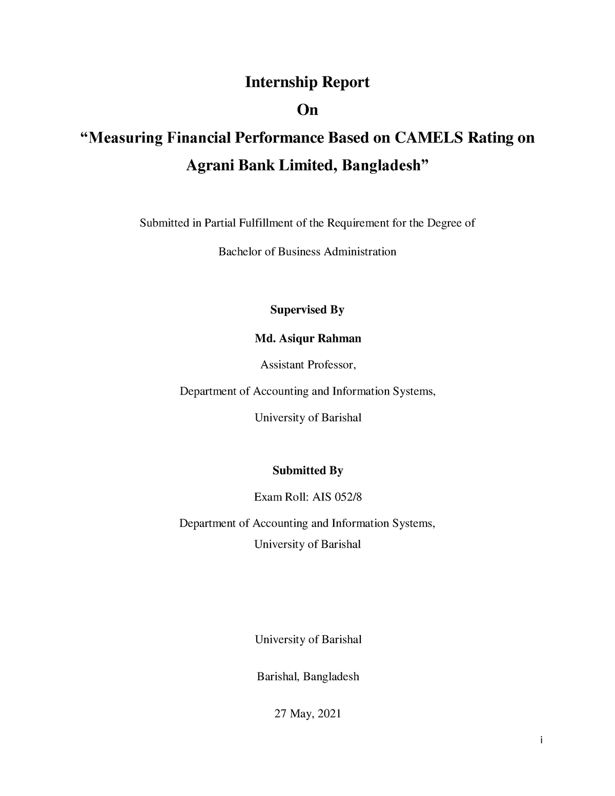 AIS 052 8 Internship Report I Internship Report On Measuring   Thumb 1200 1553 