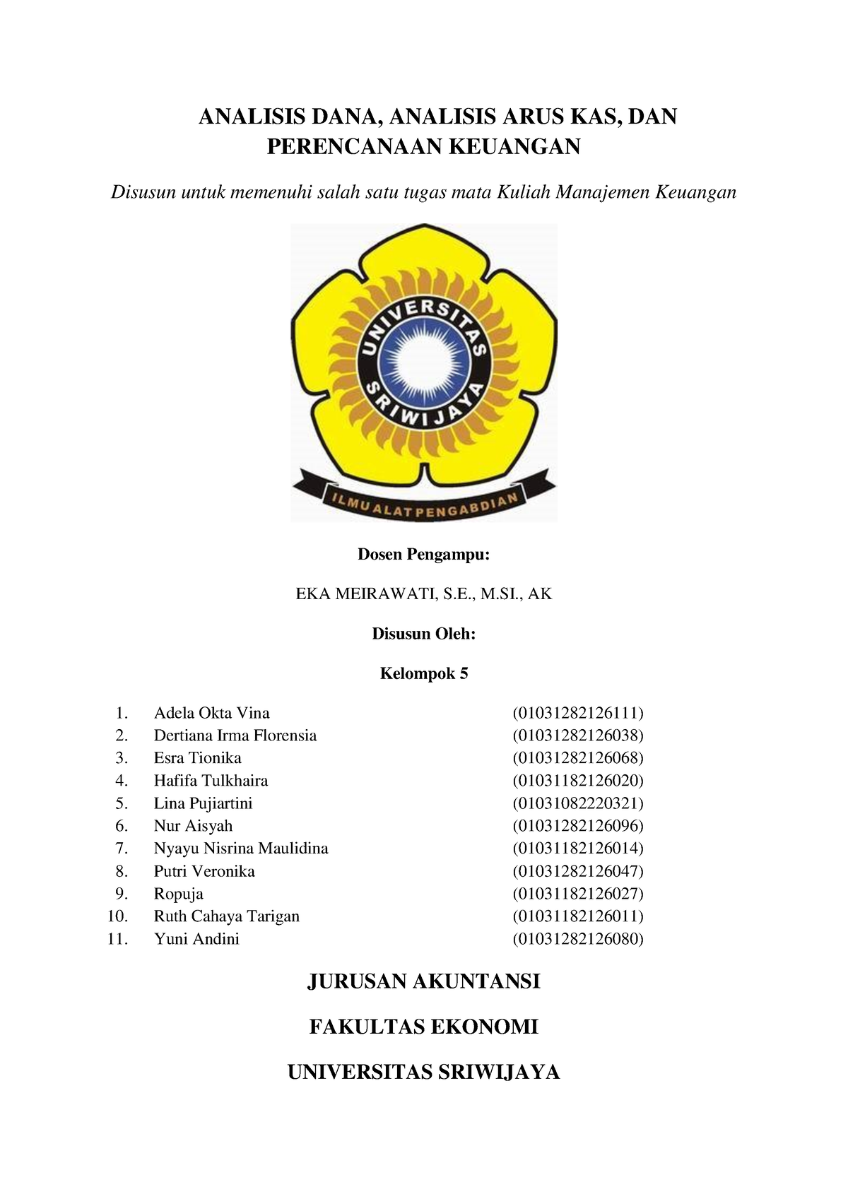 Makalah Kelompok 5 Manajemen Keuangan - ANALISIS DANA, ANALISIS ARUS ...