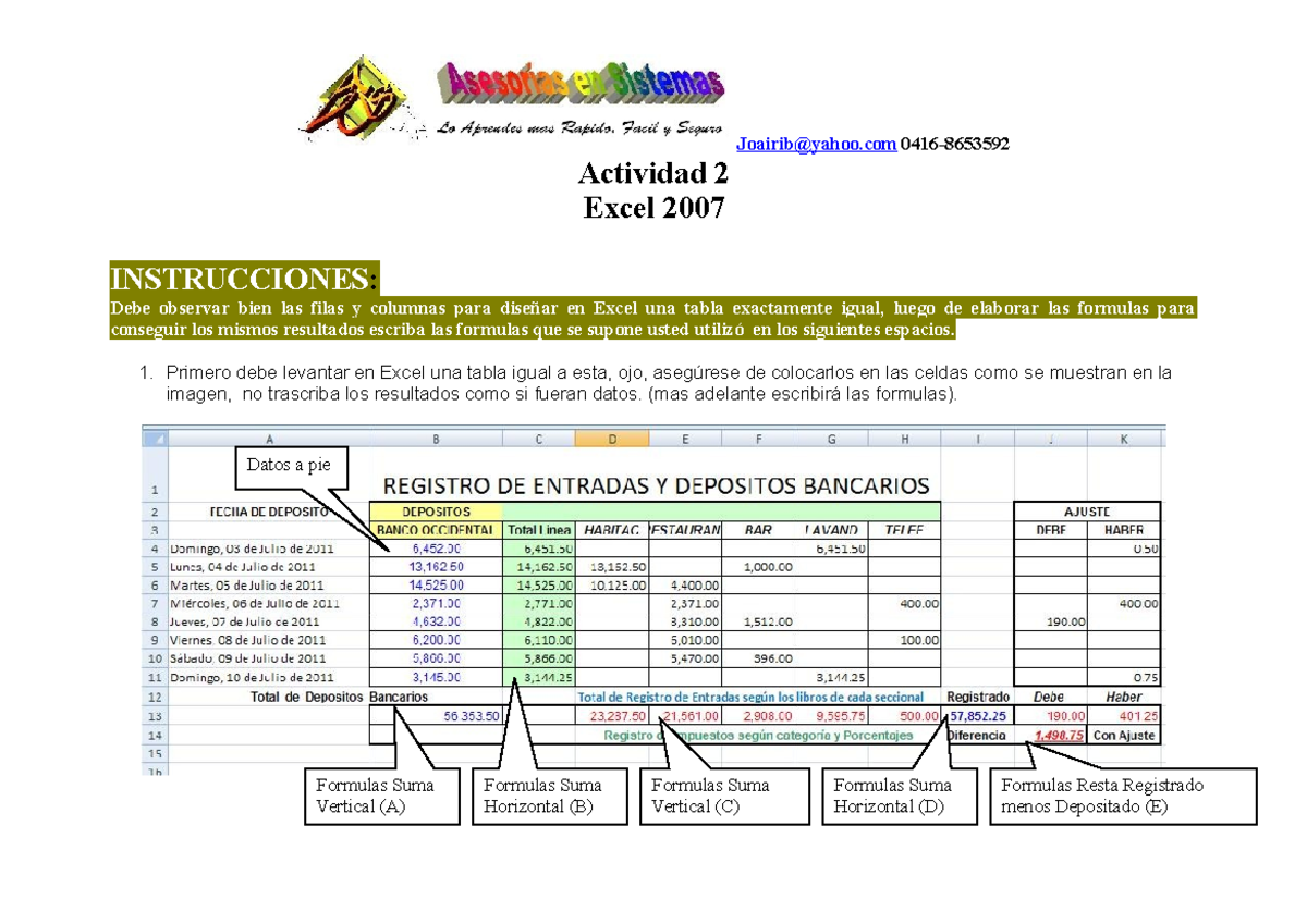 Actividad 2 de Excel - apuntes - Joairib@yahoo 0416- Actividad 2 Excel