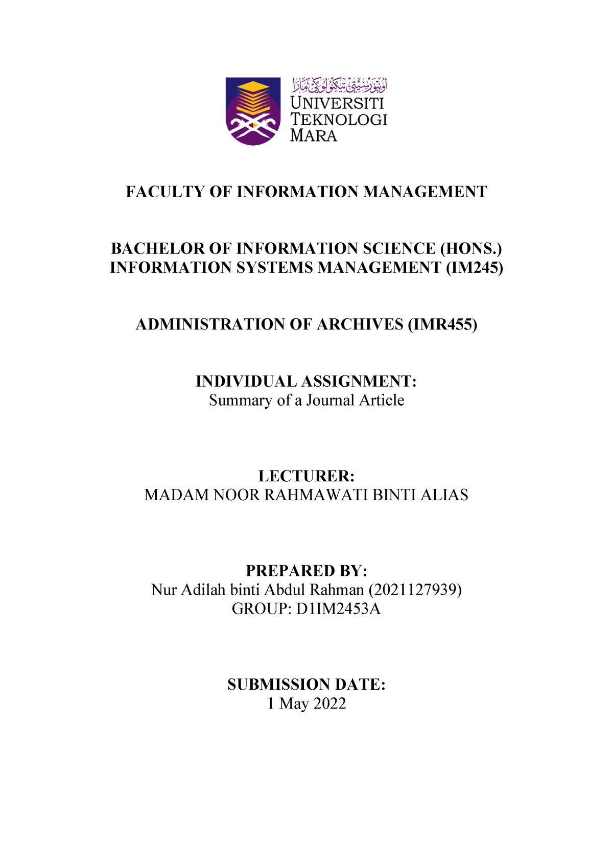 article-review-imr455-this-is-an-individual-assignment-for-subject