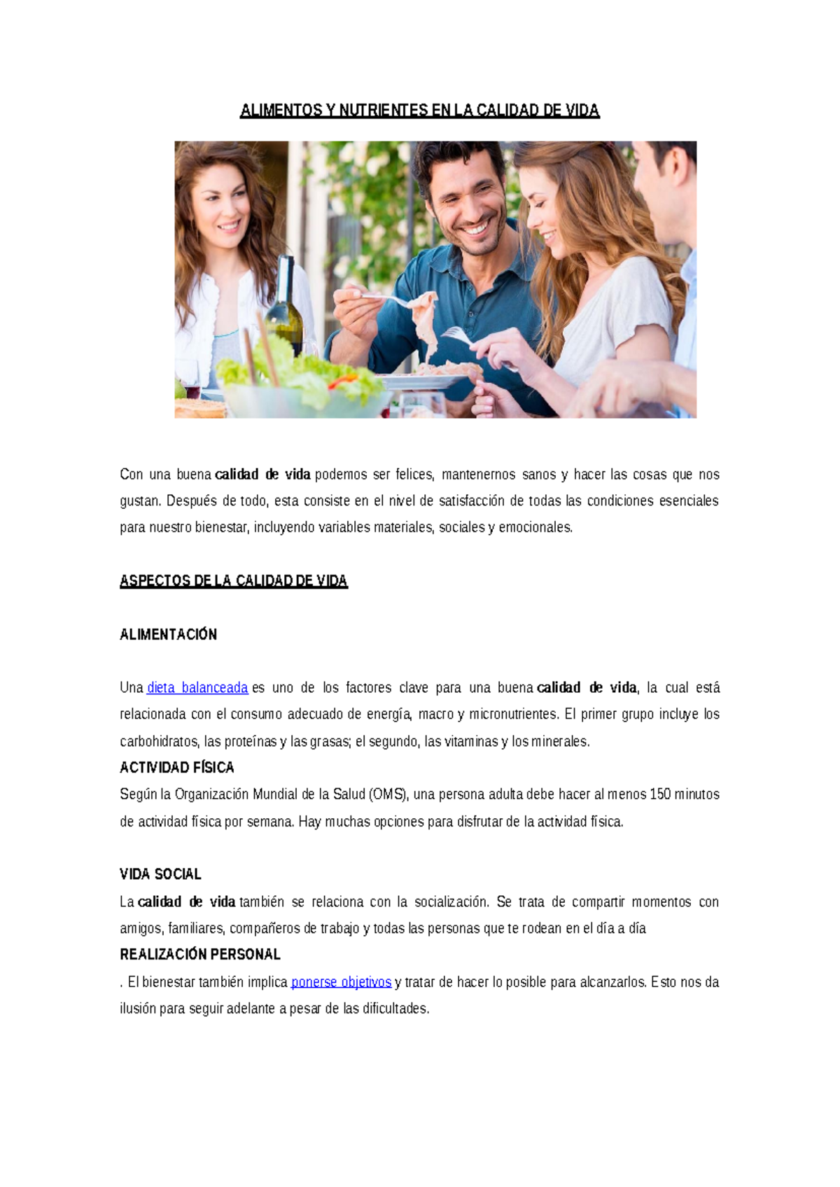 Alimentos Y Nutrientes EN LA Calidad DE VIDA - ALIMENTOS Y NUTRIENTES ...