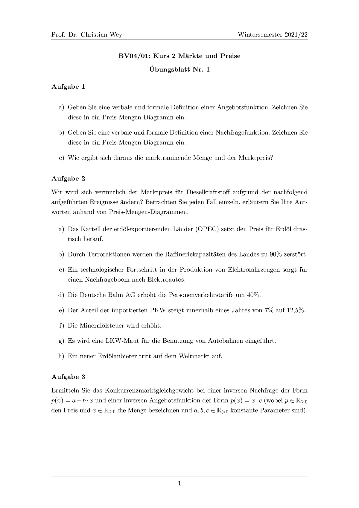 Blatt 1 - Grundlagen Der BWL, Absatz Und Beschaffung - HHU - Studocu