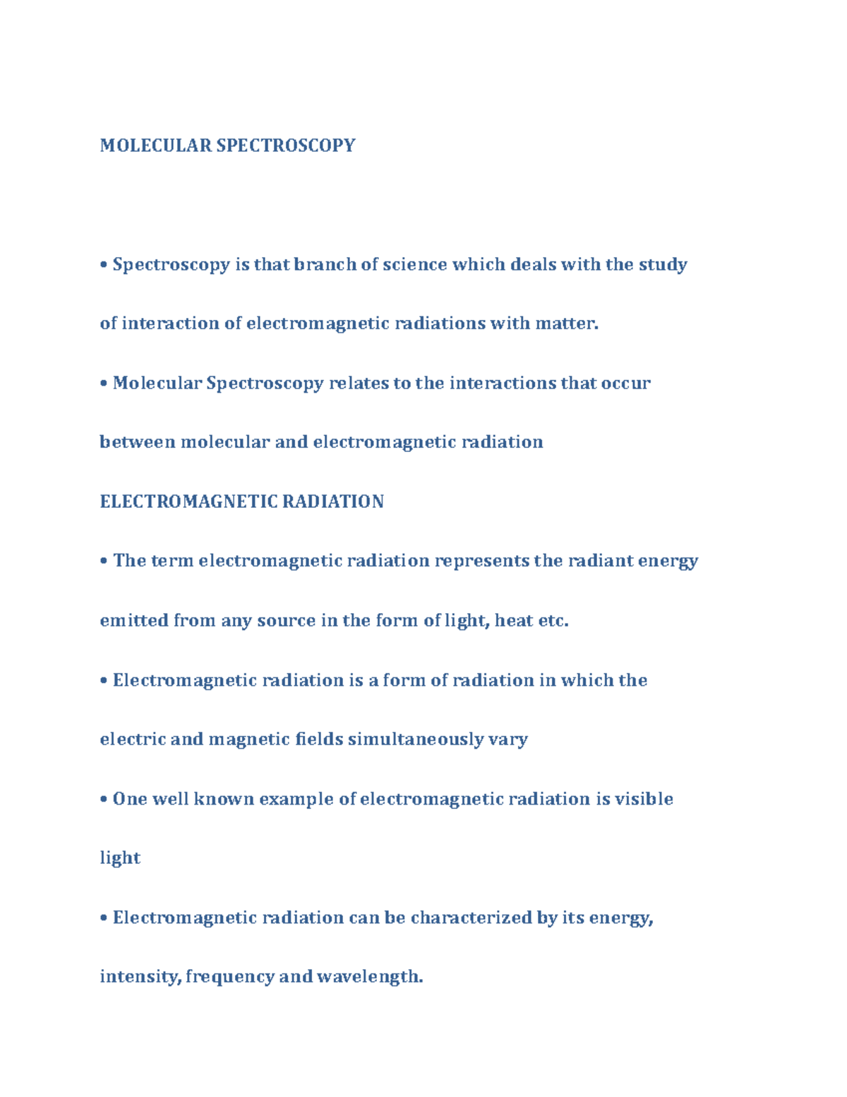 Molecular Spectroscopy MSC Chemistry MG University Studocu