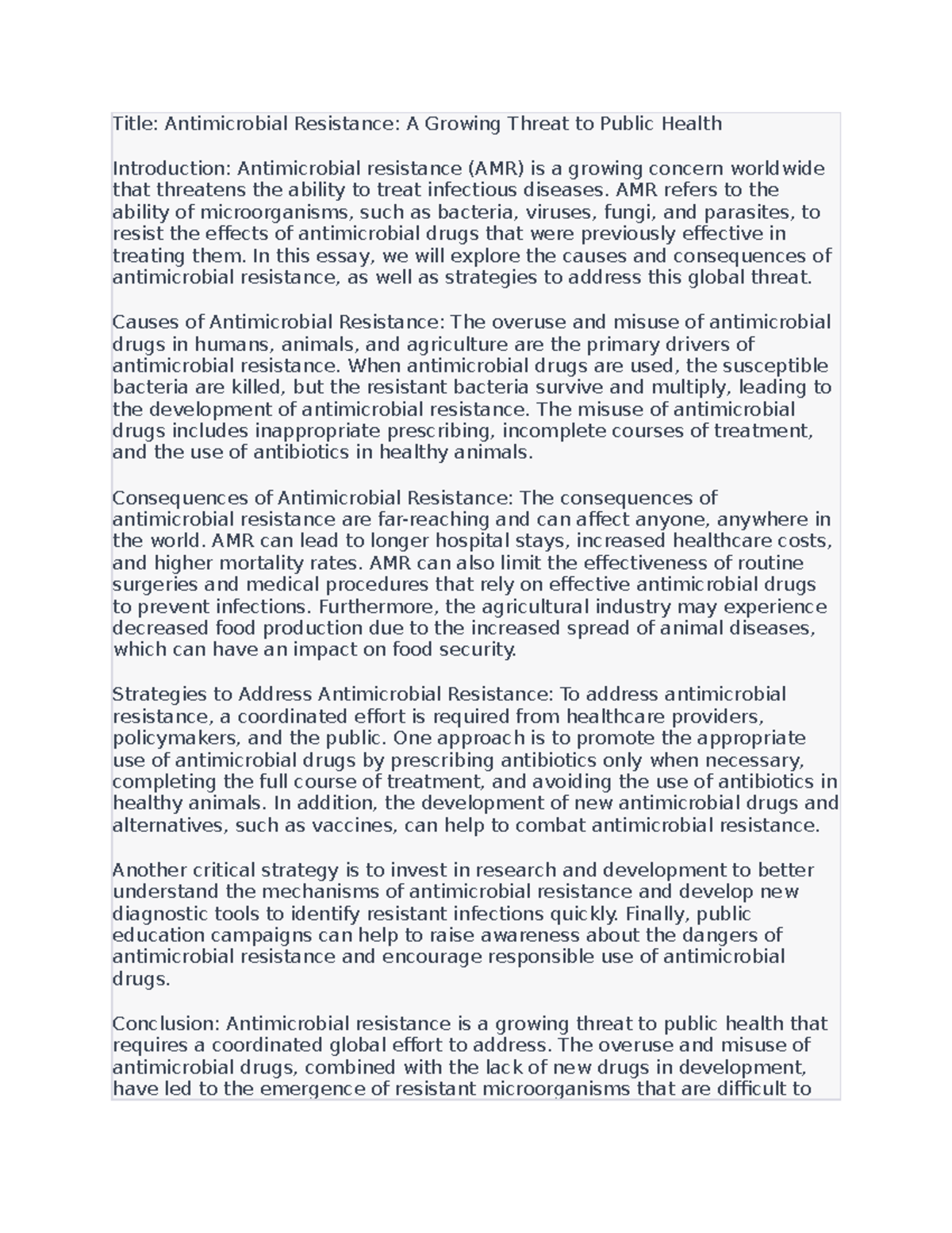 Antimicrobial Resistance - A Growing Threat to Public Health - Title ...