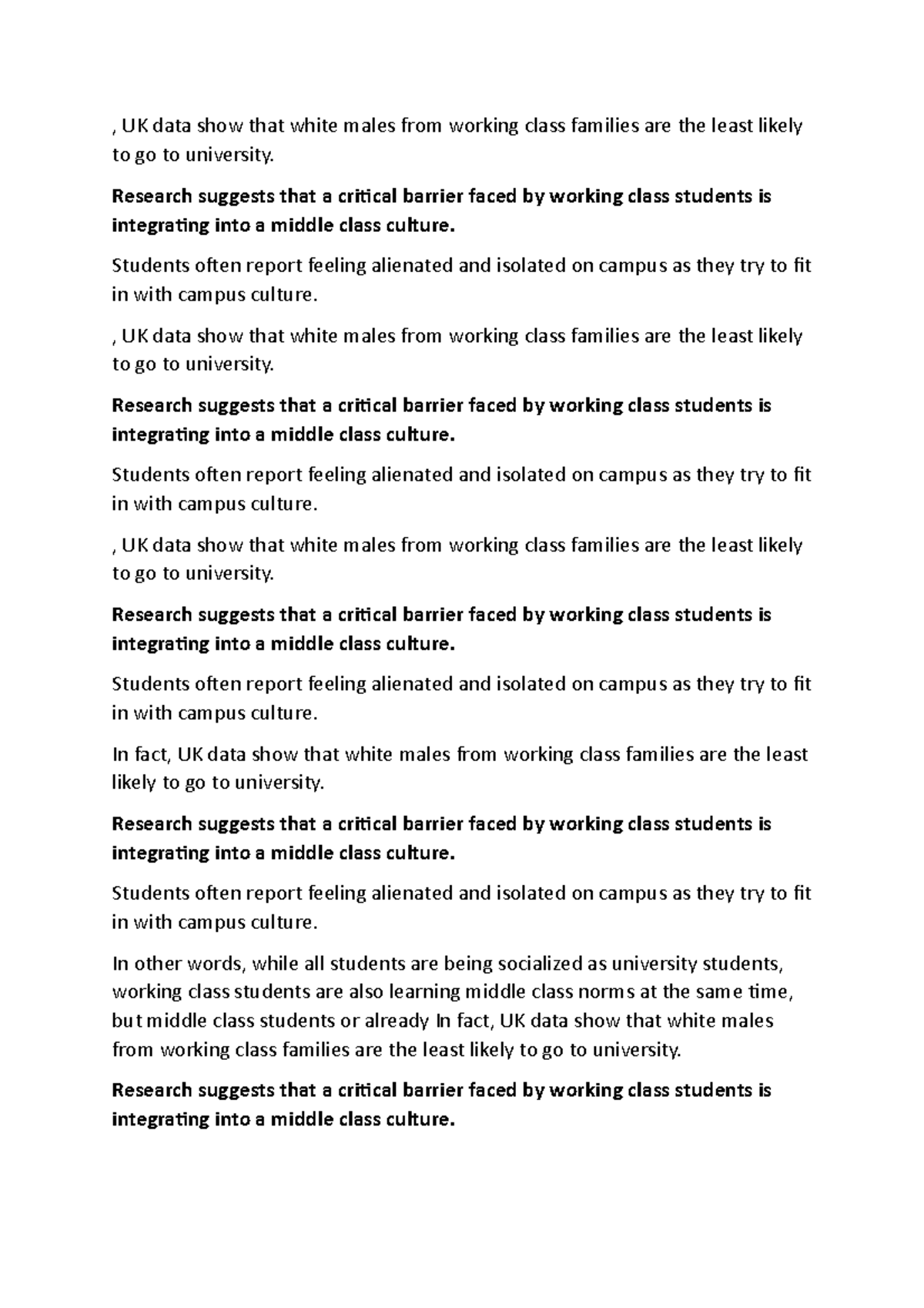 Postsecondary Education , UK data show that white males from working