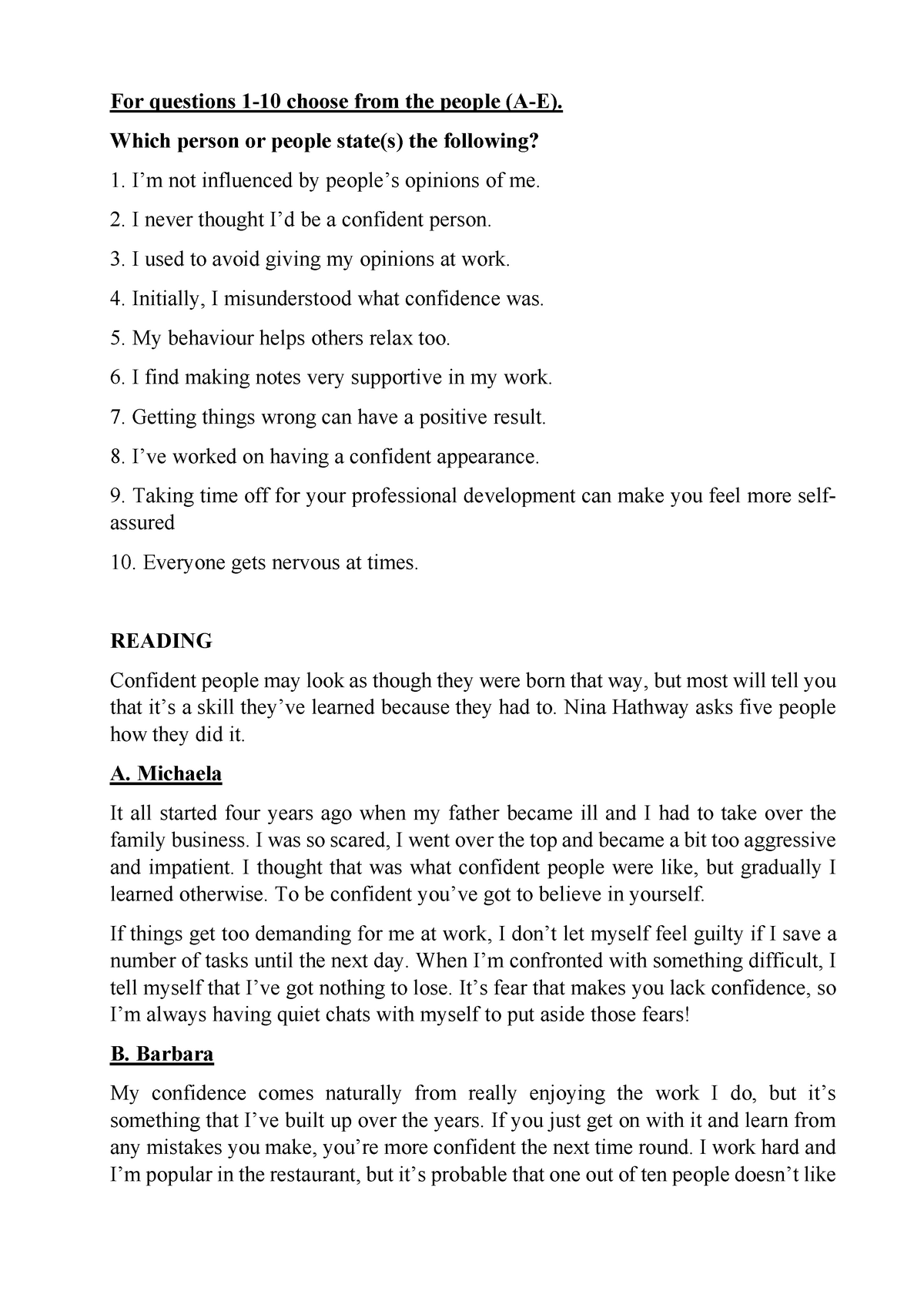 Reading FCE task 1 A Functional Capacity Evaluation or Exam - For ...