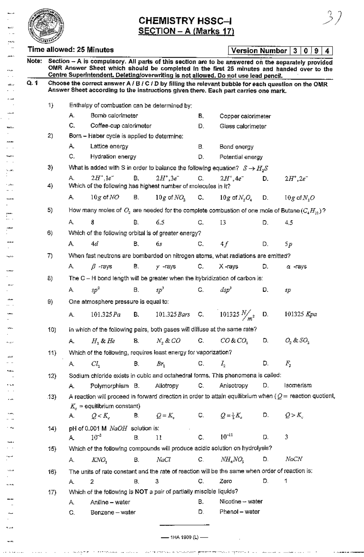 Federal board class 11 chemistry 2019 - Chemistry- III: (Organic ...