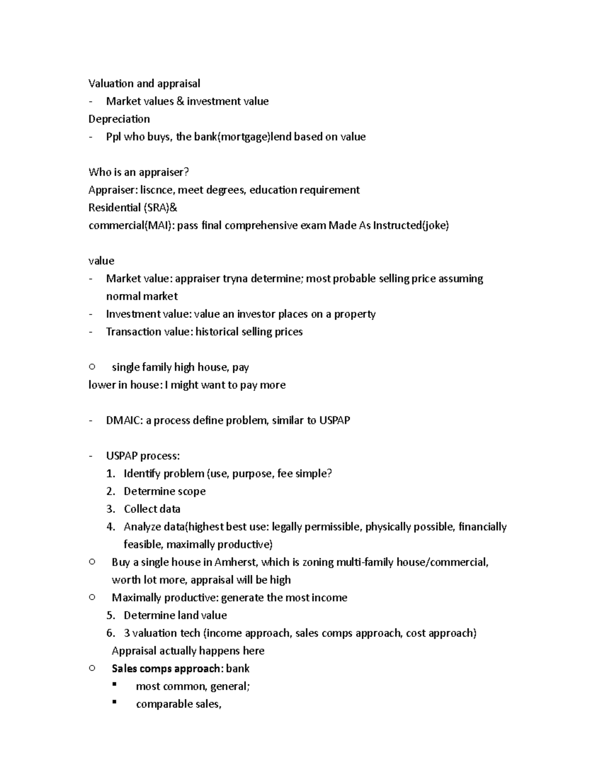 Real estate notes 2 note 2 Valuation and appraisal Market values