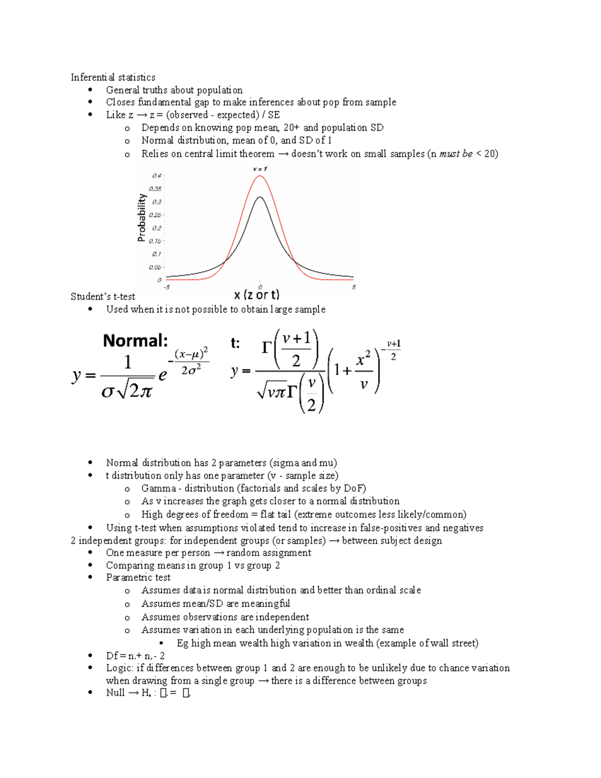 Adv stats Final Review lectures 14-25 - Inferential statistics General ...