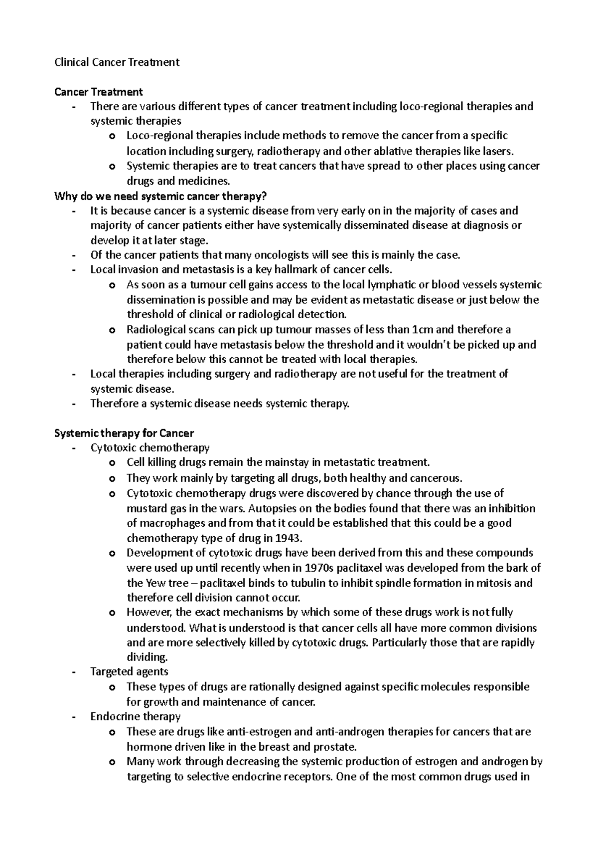 Clincal Cancer Treatment - write up - Clinical Cancer Treatment Cancer ...