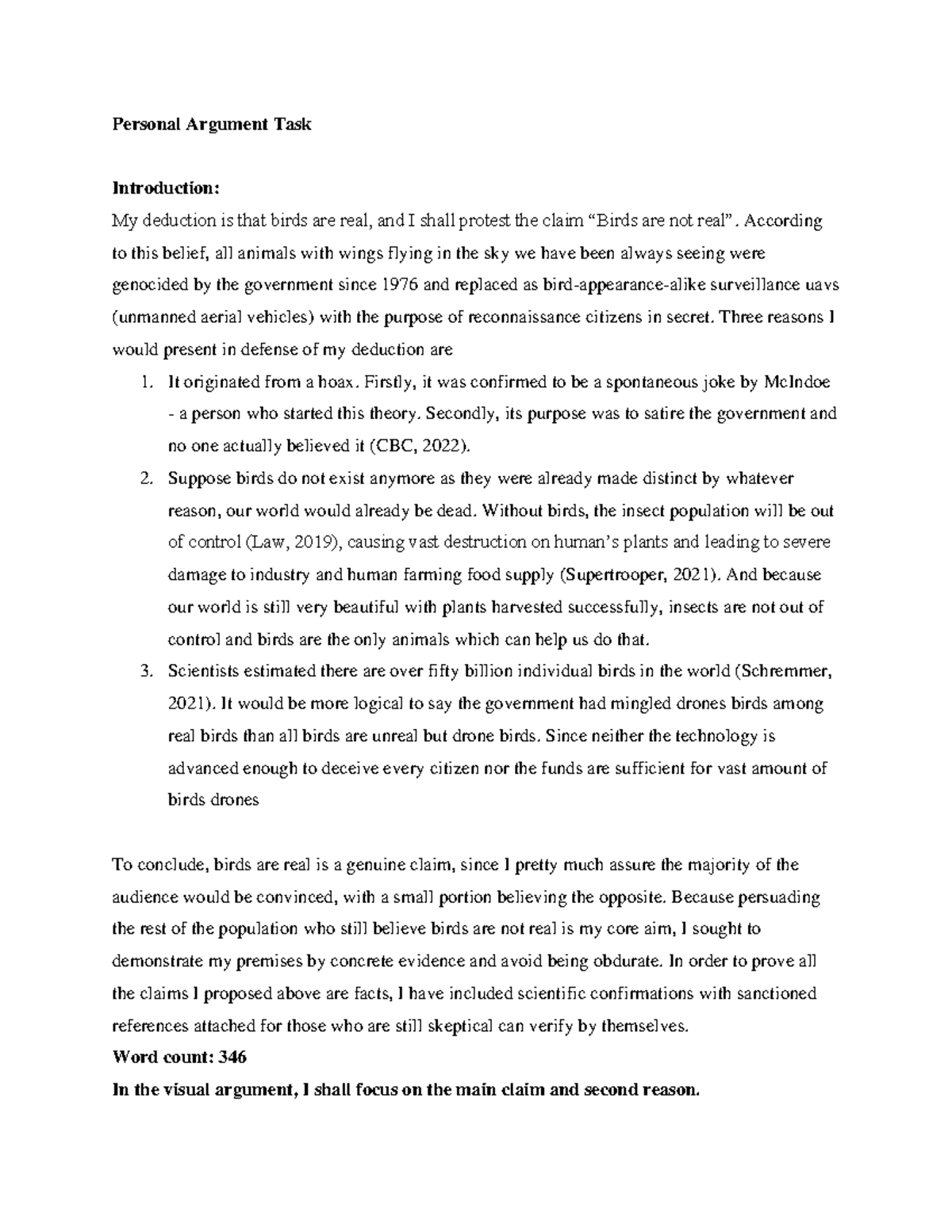 PHIL1037 - Personal argument - Personal Argument Task Introduction: My ...
