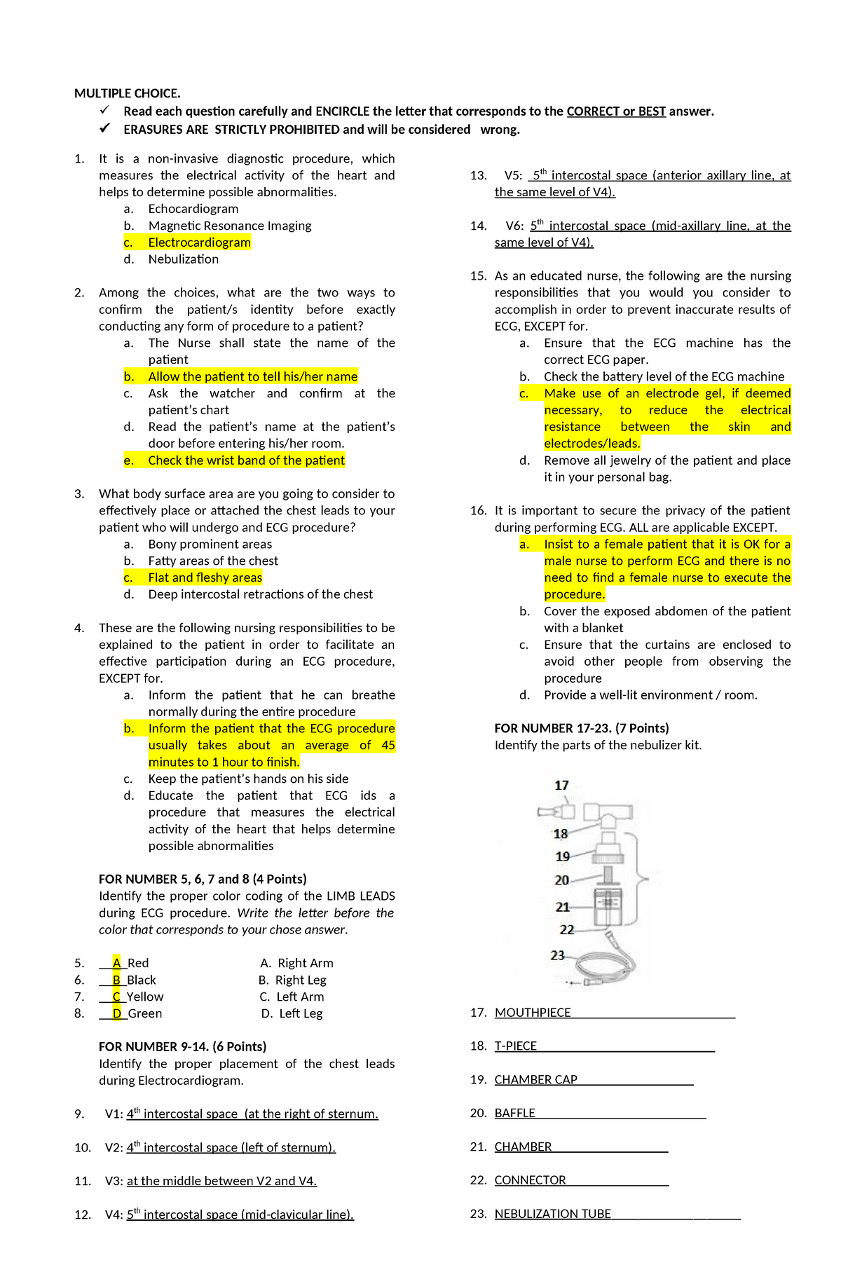 ECG NEB Eval Exam - Serves as an evaluation exam regarding ...