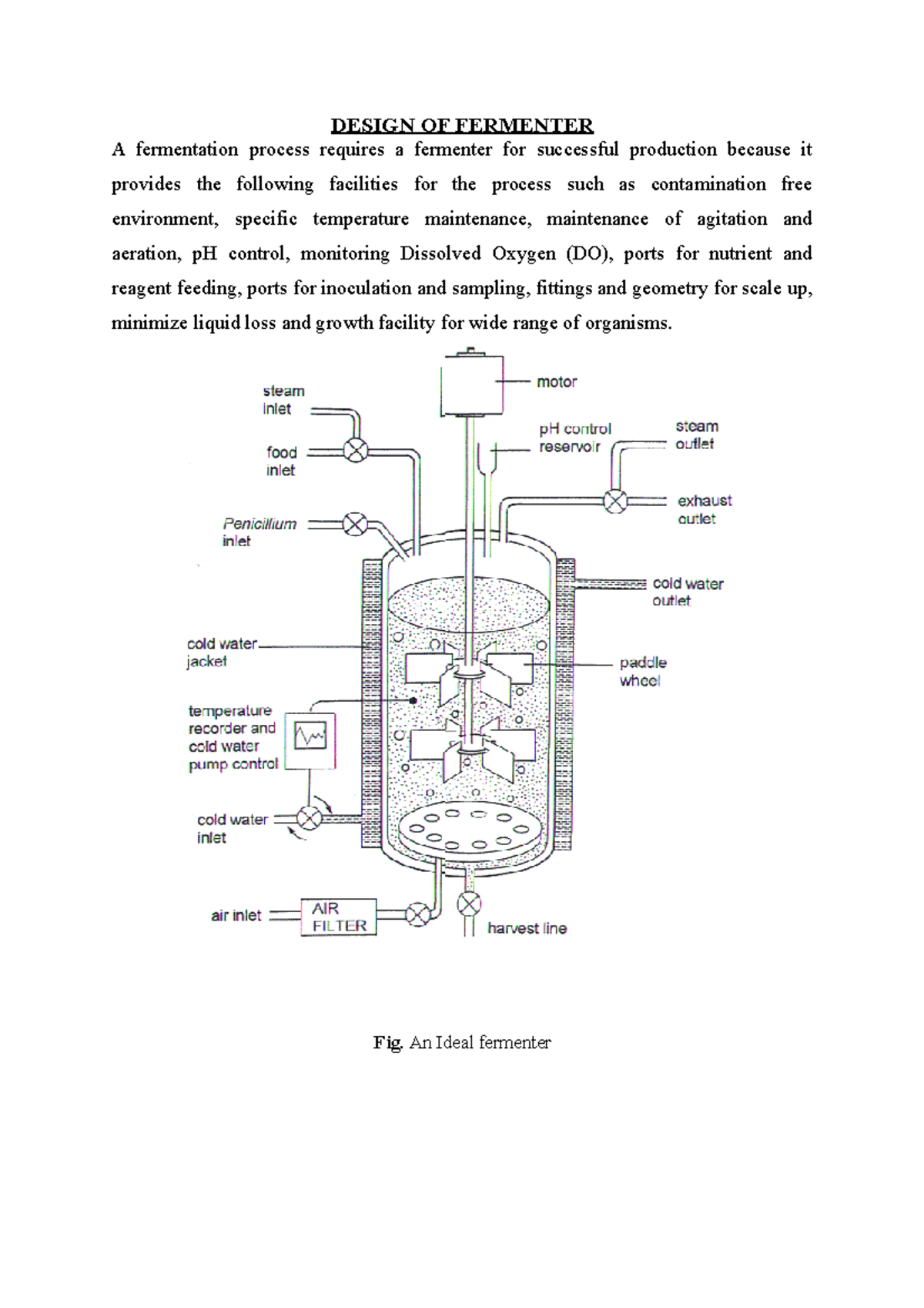 Designoffermenter fermenter design DESIGN OF FERMENTER A