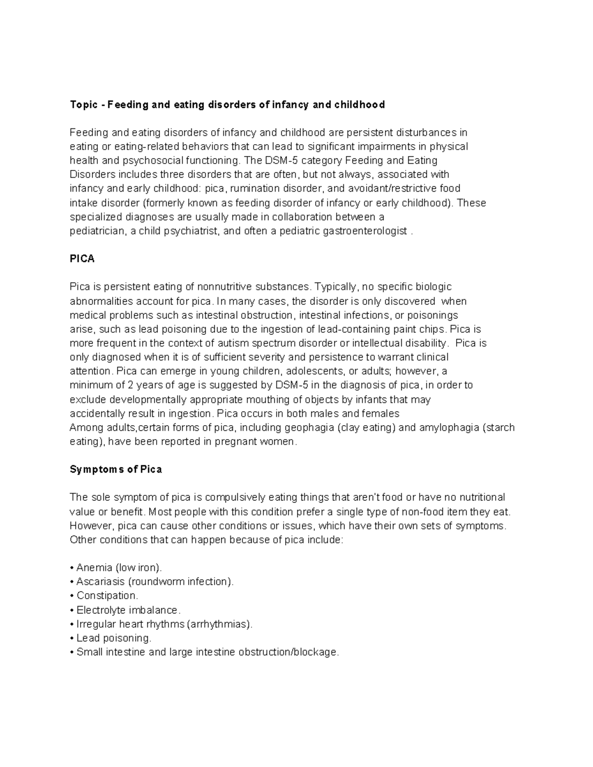 Qs - Childhood disorder - Topic - Feeding and eating disorders of ...