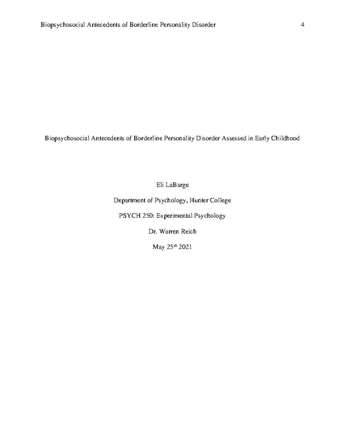 PSYCH 250 Paper 4 Grade 100 PSYCH 250 Hunter College Studocu