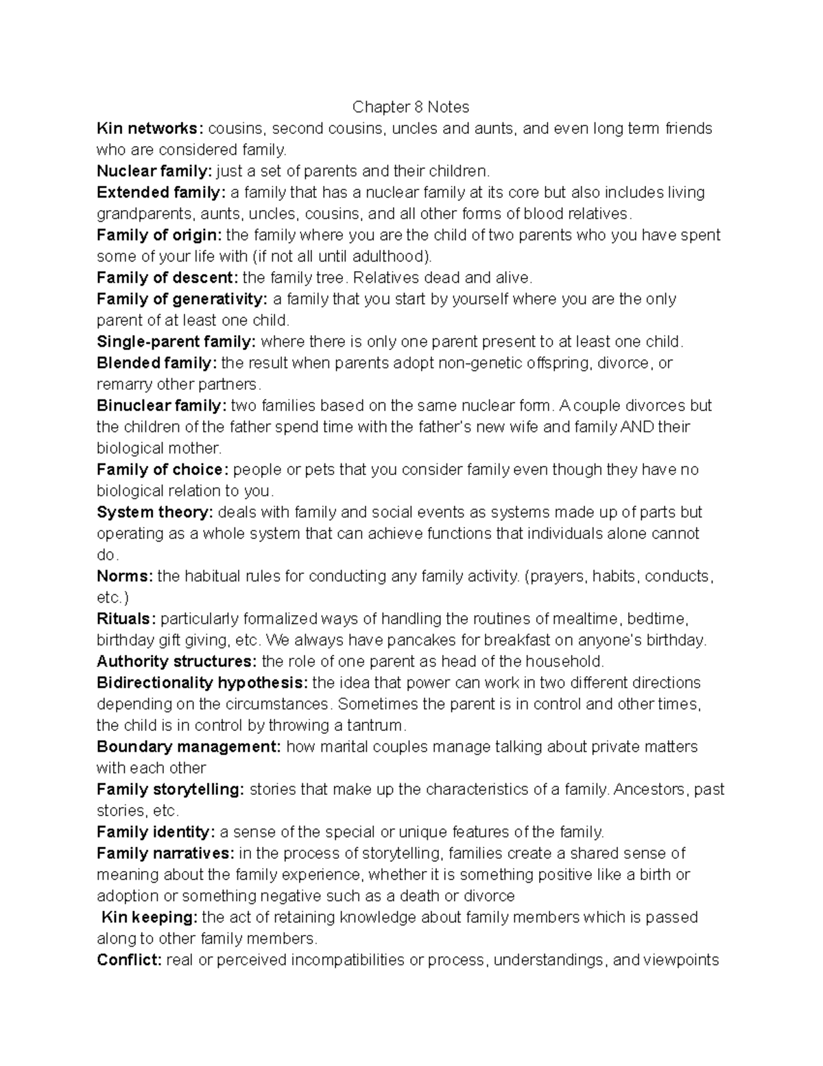 Family Communication - Chapter 8 Notes Kin networks: cousins, second ...