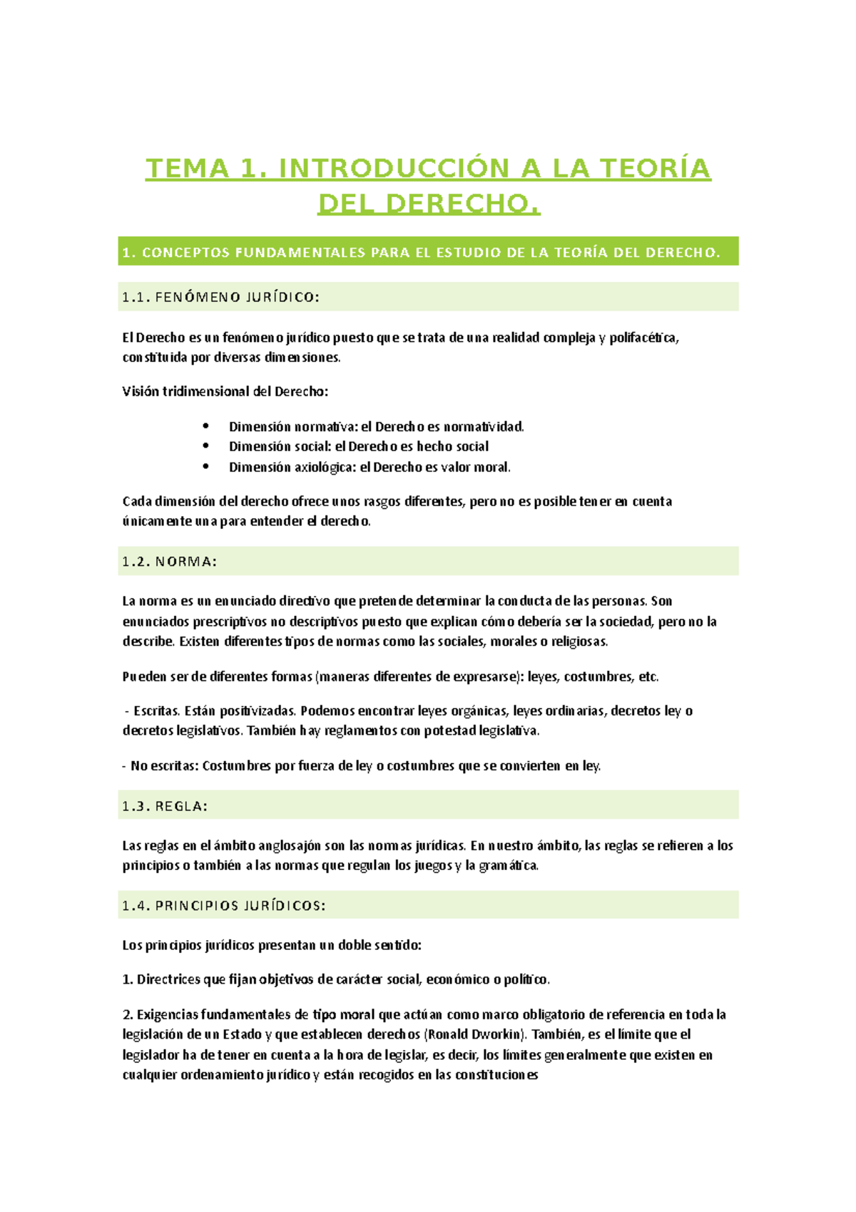 Teoria Del Derecho - TEMA 1. INTRODUCCIÓN A LA TEORÍA DEL DERECHO. 1 ...