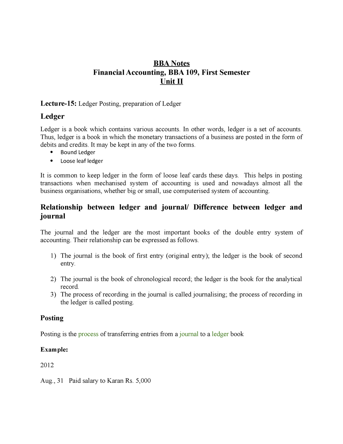 Unit - II FA - BBA NOTES - BBA Notes Financial Accounting, BBA 109 ...