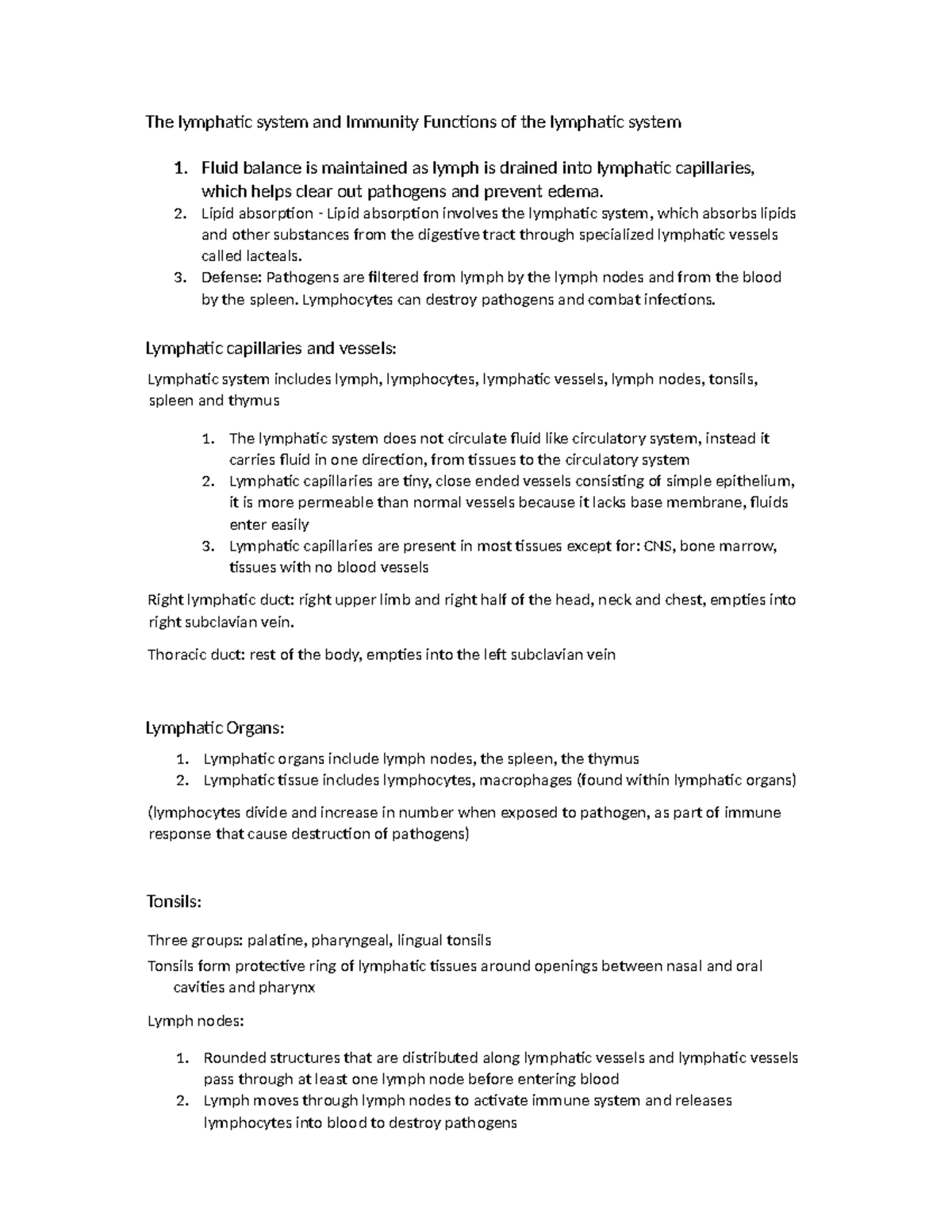 Functions of the Lymphatic System assignment - The lymphatic system and ...