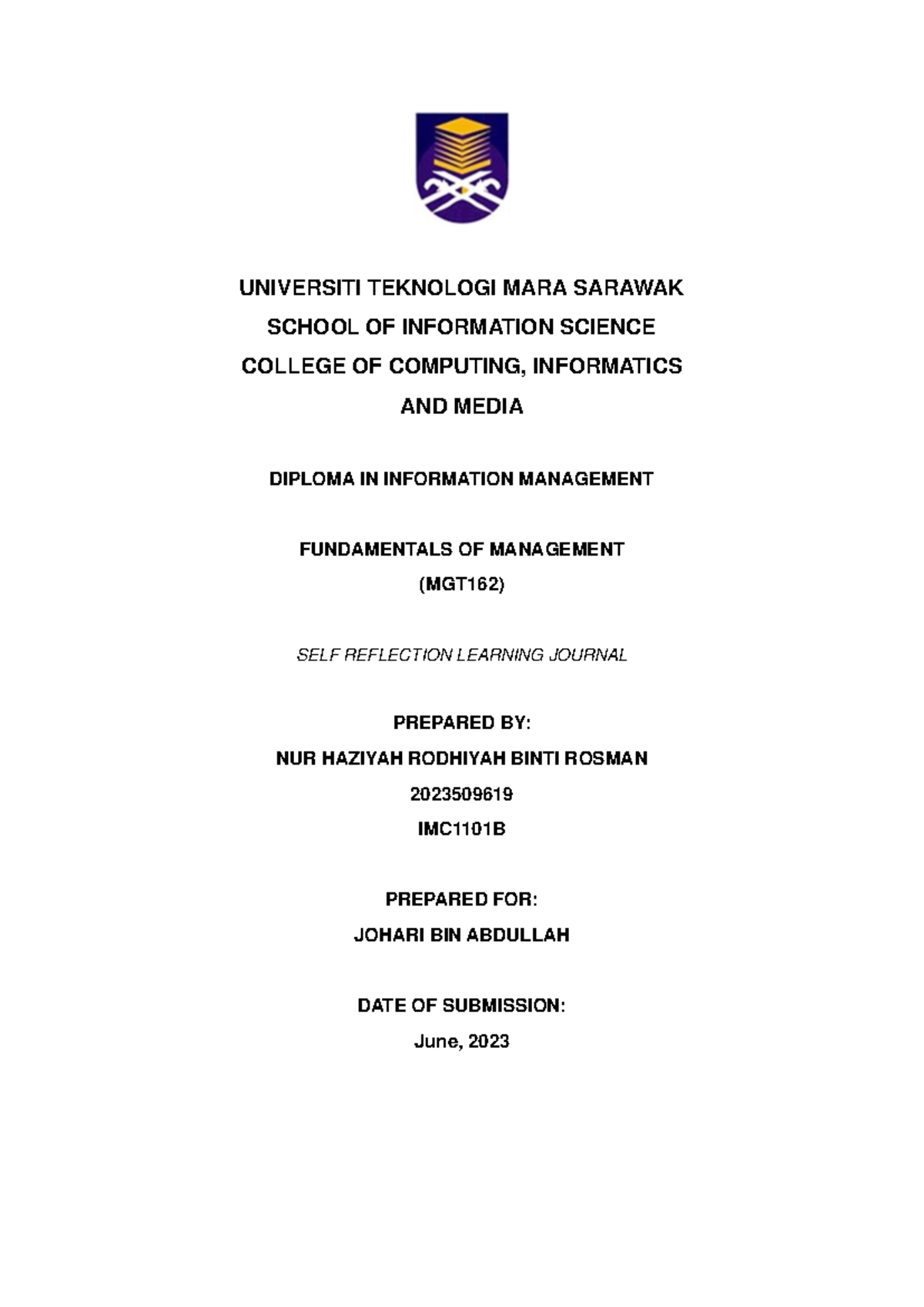 inforgraphic MGT162 - UNIVERSITI TEKNOLOGI MARA SARAWAK SCHOOL OF ...