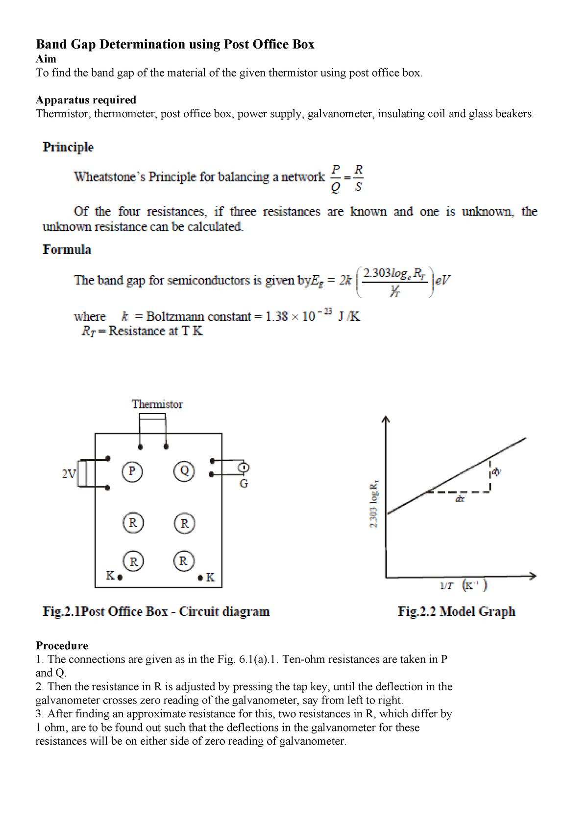 band gap of thermistor experiment